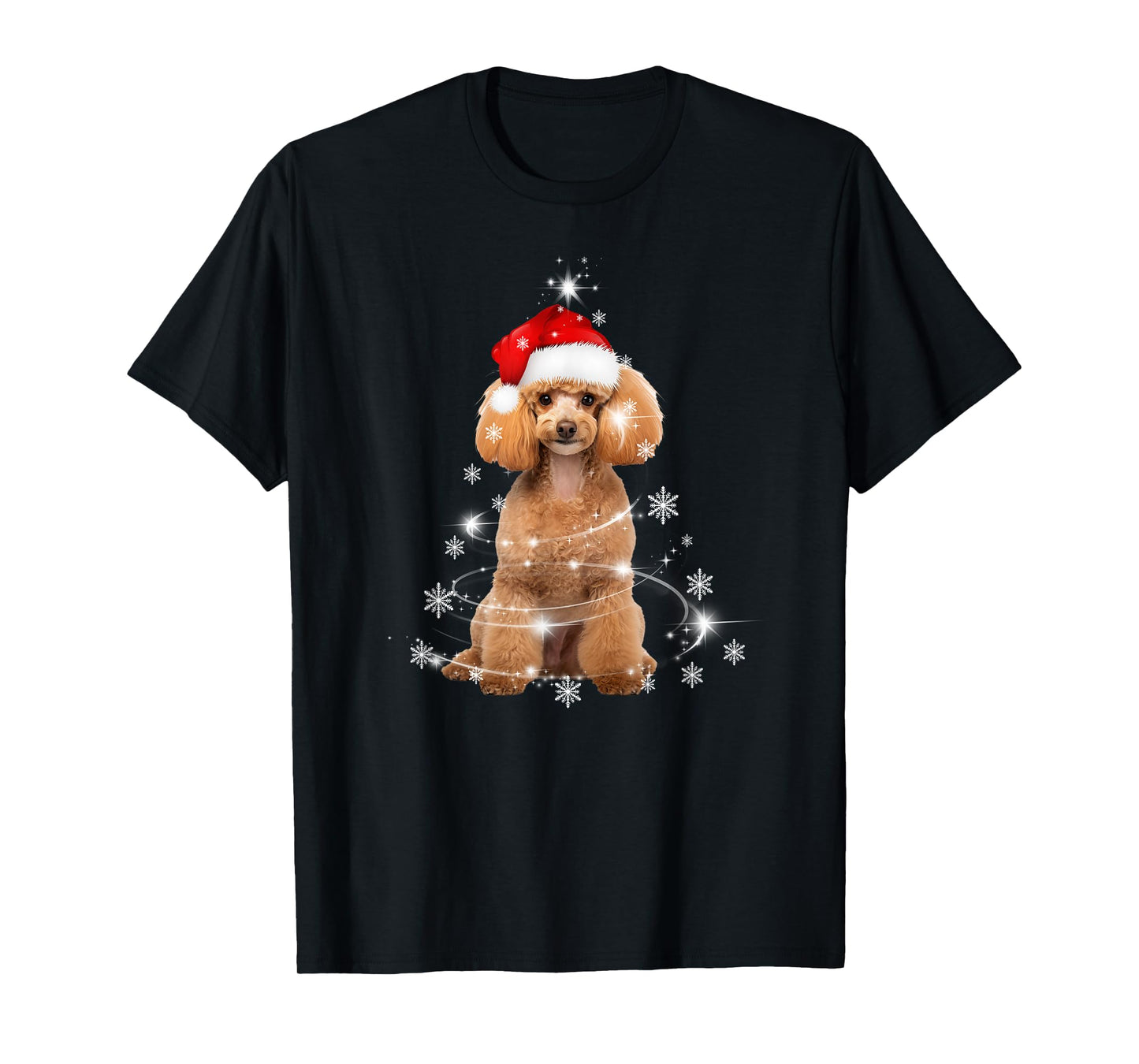 Poodle Dog Christmas Tree Santa Hat Lights Sweater T-Shirt
