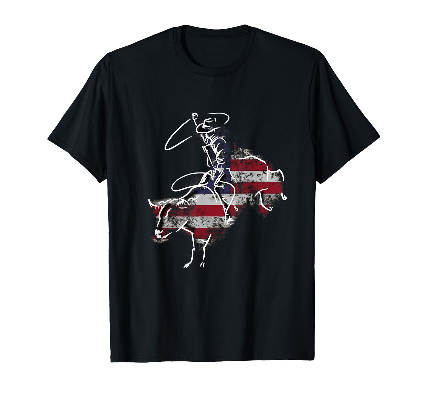 American Rodeo Bull riding Retro grunge USA Vintage Flag T-Shirt