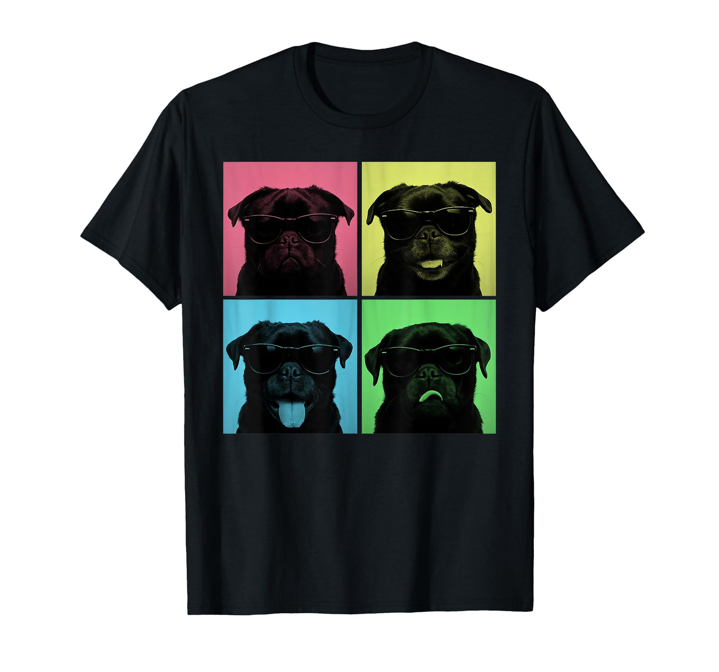 Black Pug Pop Art Funny Dog Lover Pug Photo Booth Men Women Kids T-Shirt