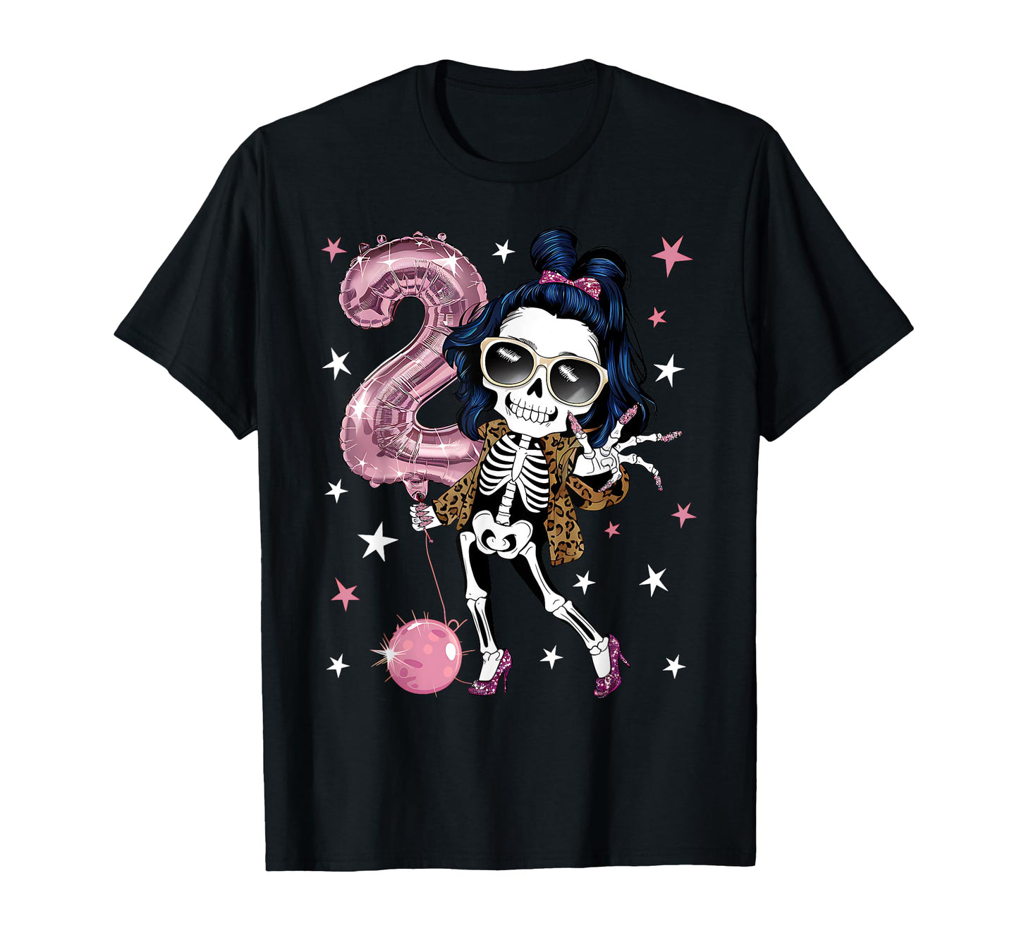 Skeleton Funny Halloween 2nd Birthday Girl T-Shirt