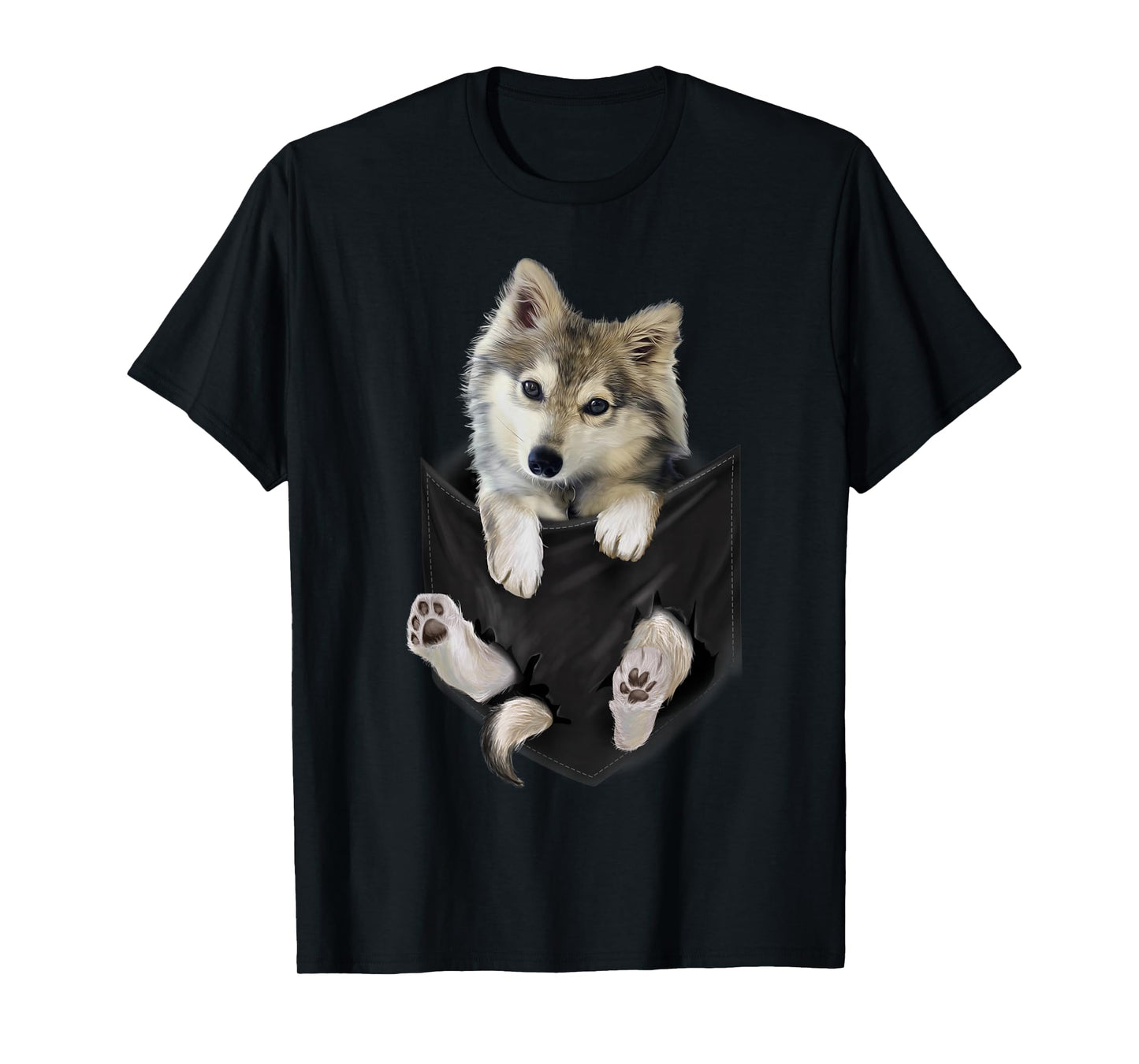 Wolf White Pup in Pocket T-Shirt Wolves Tee Shirt Gifts T-Shirt