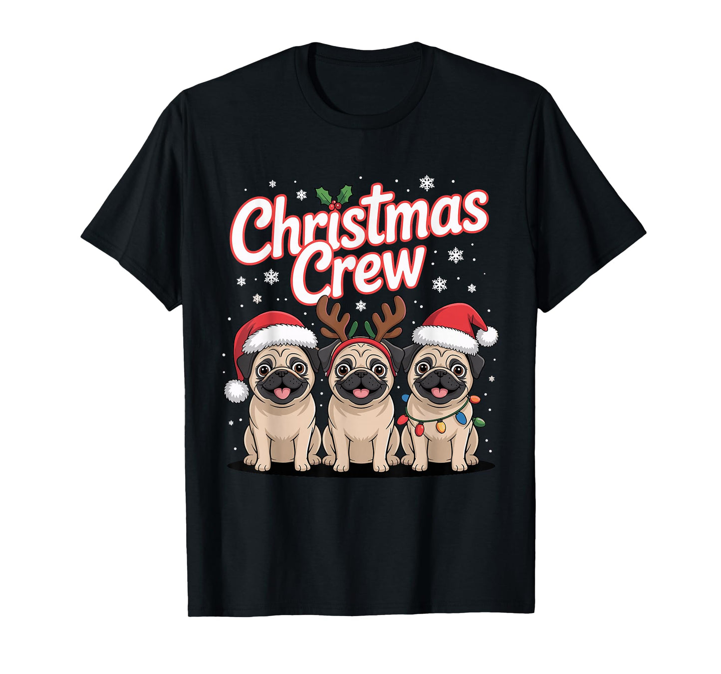 Christmas Crew Xmas Puppy Small Dog Funny Christmas Pug T-Shirt