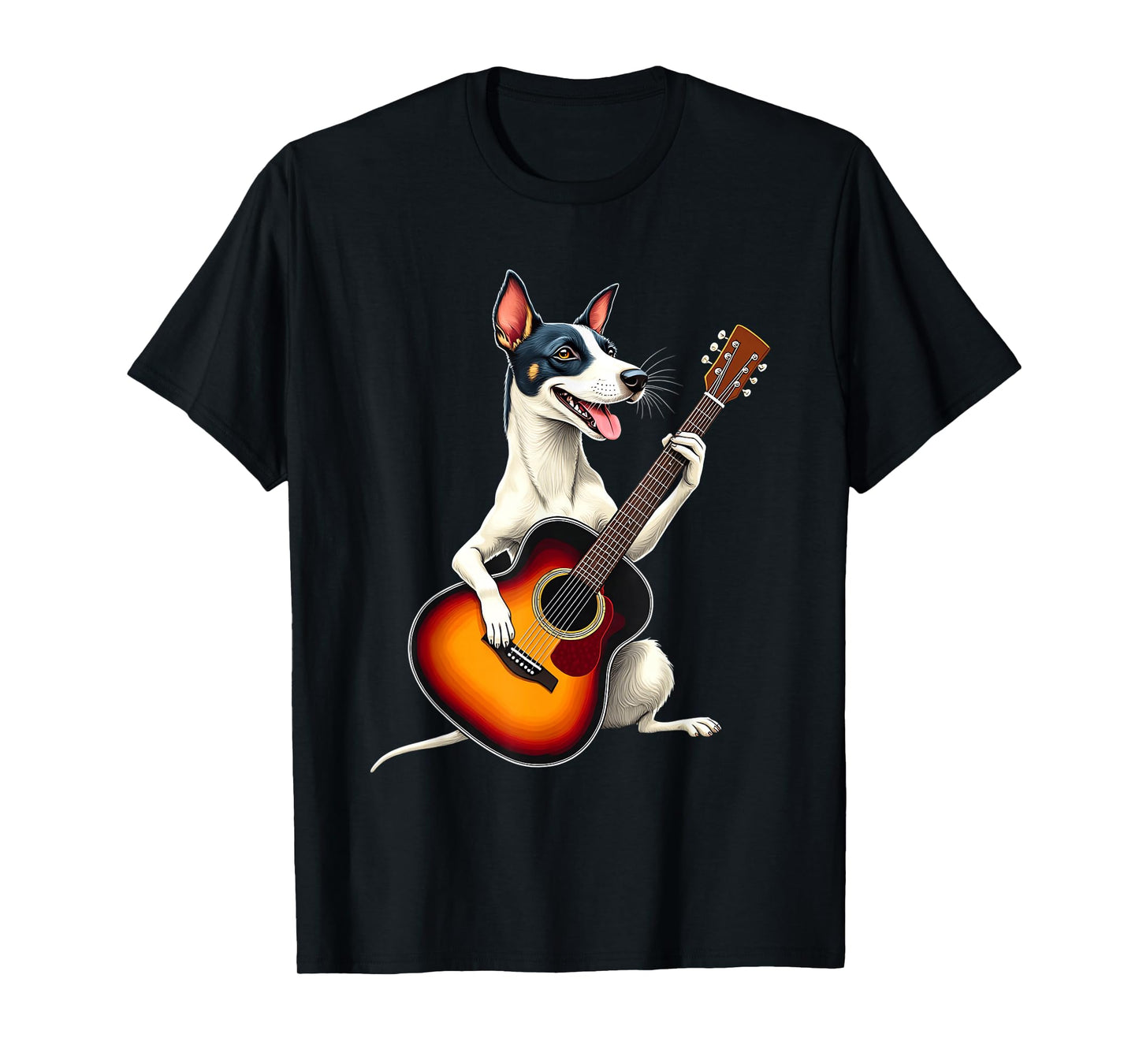 Rat Terrier Dog Playing Guitar Design Funny Rat Terrier T-Shirt