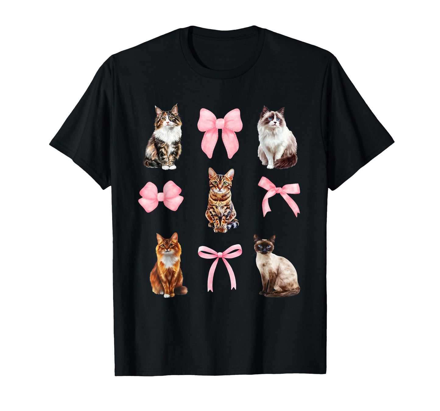 Cute Cat Coquette and Pink Bows for Cat Lovers T-Shirt