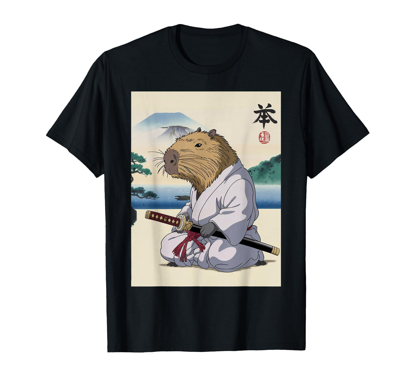 Samurai Capybara Anime Japanese Art Funny Gift Men Women Kid T-Shirt