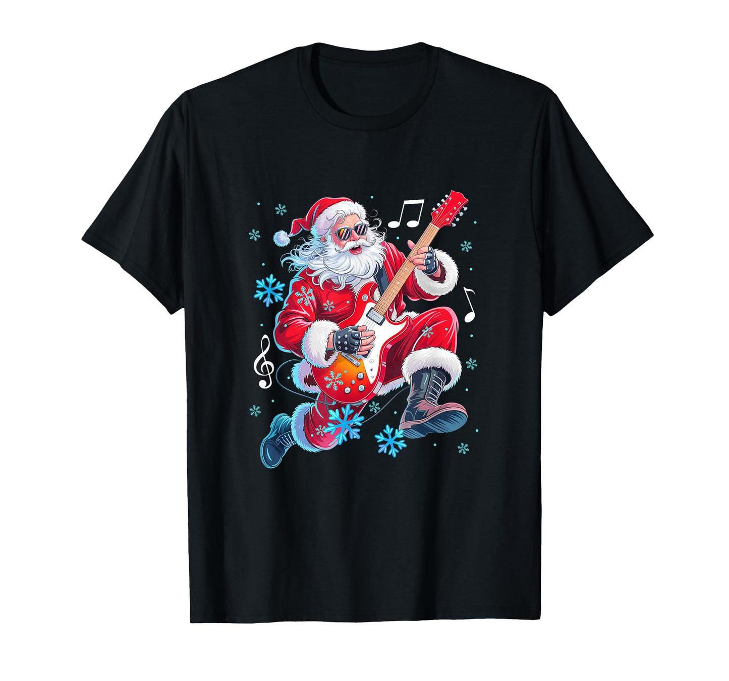 Christmas Santa Playing Guitar Rock Lover Guitarist Player T-Shirt