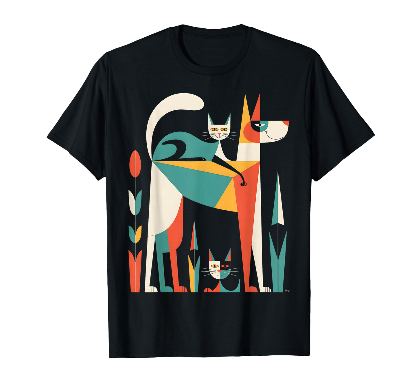Retro Mid-Century Modern Dogs Cats 50s 60s Style T-Shirt
