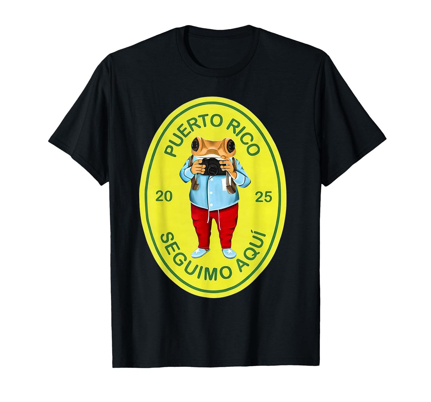 Graphic Funny Frog Retro Deb Tirar Unisex Adults Puerto Rico Frog Concho Retro 2025 T-Shirt Black Small