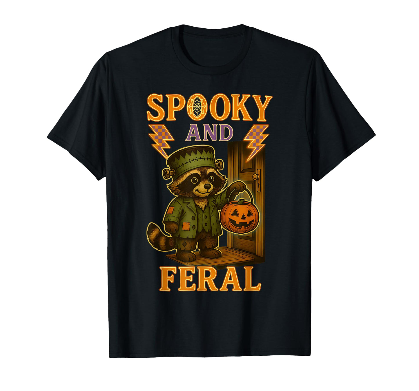 Cute Raccoon Spooky And Feral Halloween Creepy Raccoon Kids T-Shirt