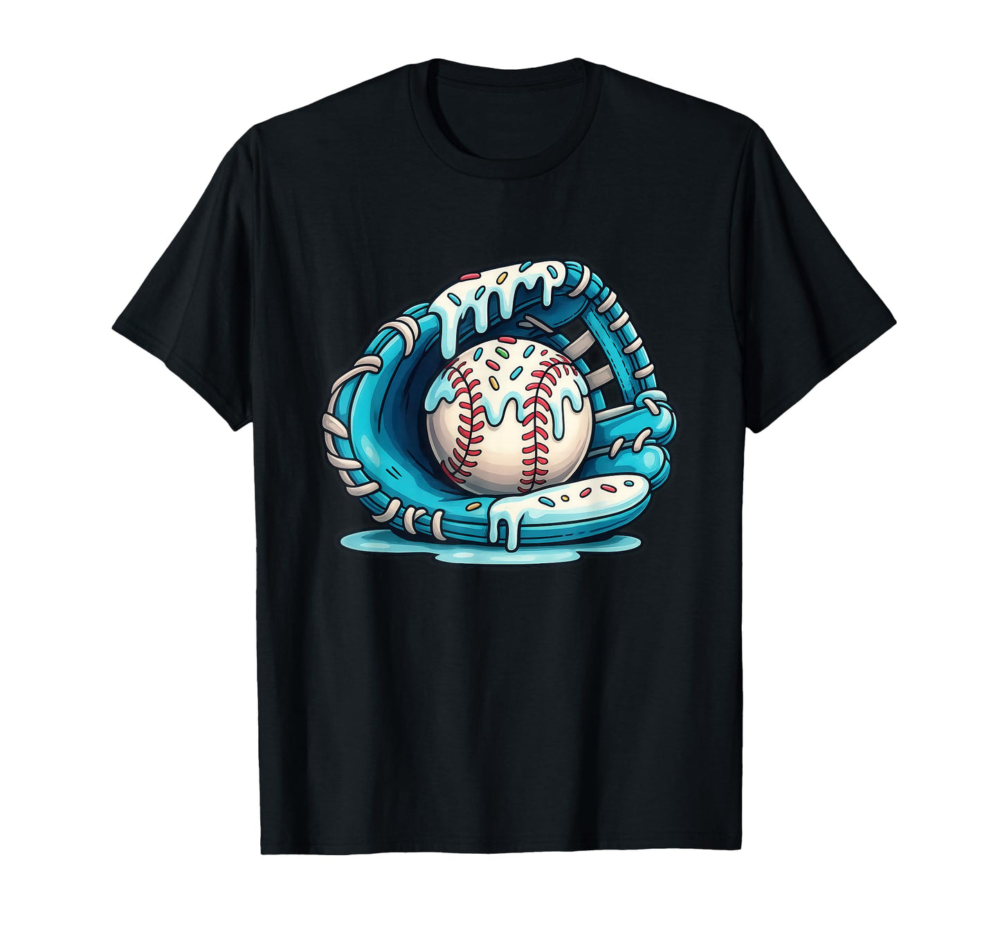Baseball Drip Ice Cream Sprinkles Baseball Glove T-Shirt