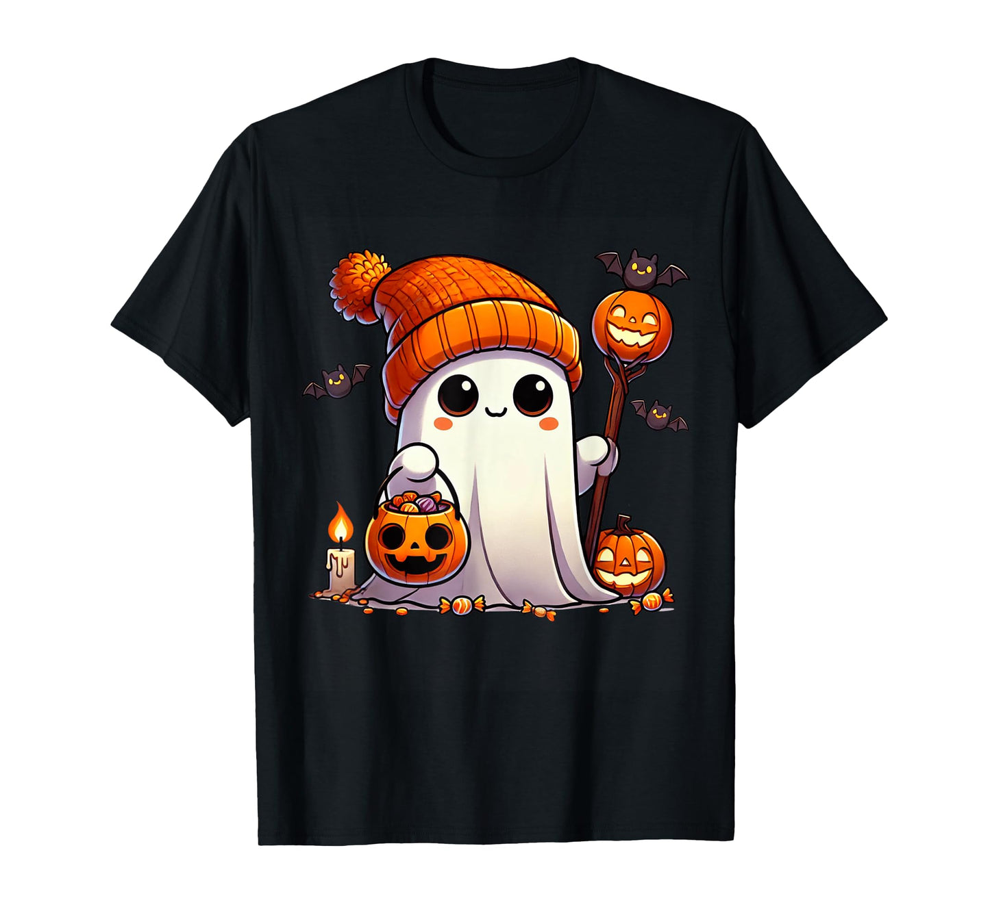 Ghost Halloween Cute Ghost Trick or Treat Candy Boys Girls T-Shirt