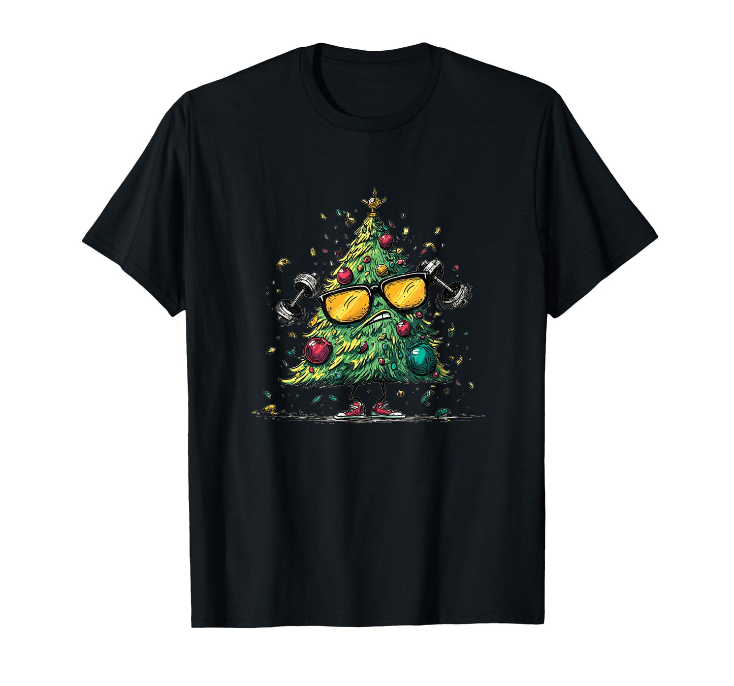 Funny Festive Tree in Sport Look for Gym and Christmas Fans T-Shirt