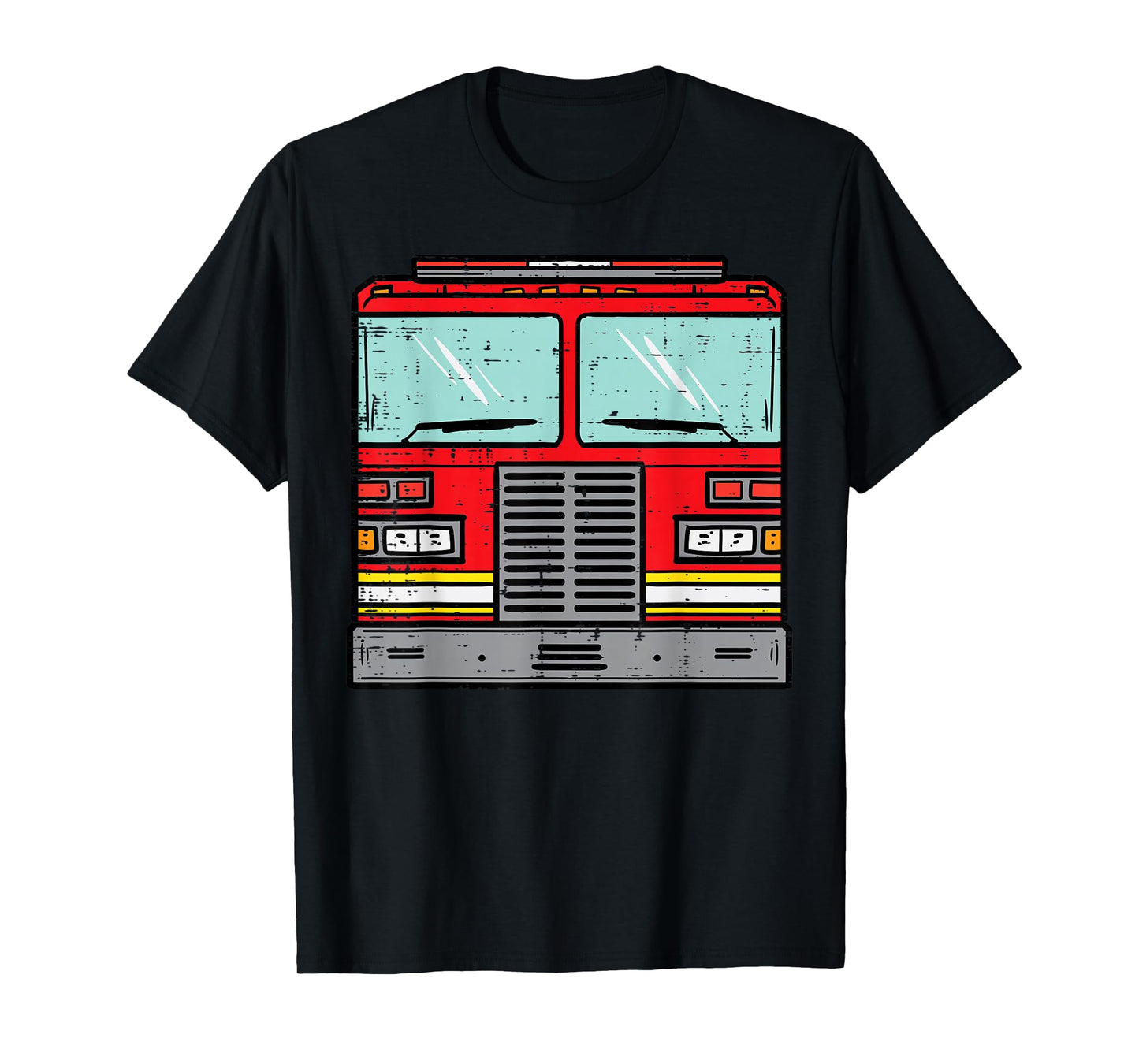 Fire Truck Costume Halloween Firefighter Fireman Men Boys T-Shirt