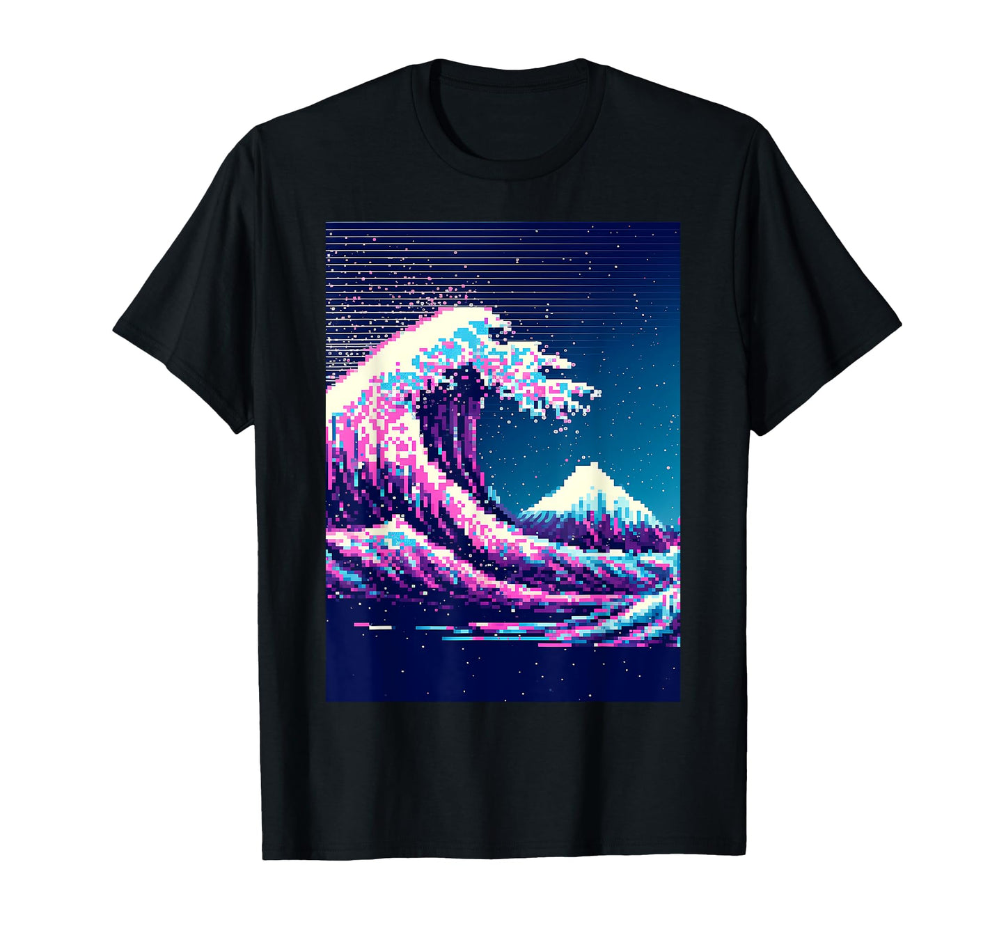 Vaporwave Glitch Aesthetic Great Wave off Kanagawa Retro T-Shirt