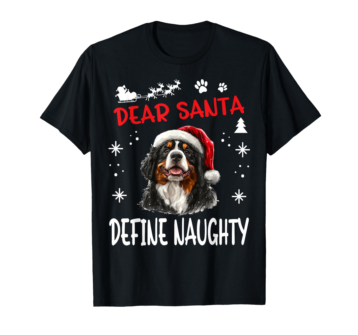Cute Bernese Mountain Dog Christmas Dear Santa Define T-Shirt