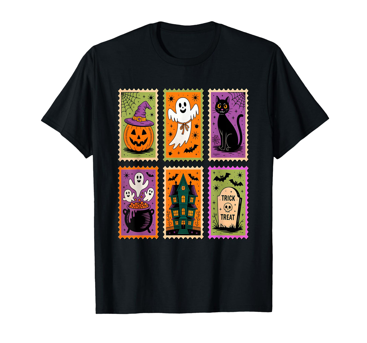 Retro Halloween Cat Ghost Girly Halloween Fall Halloween T-Shirt