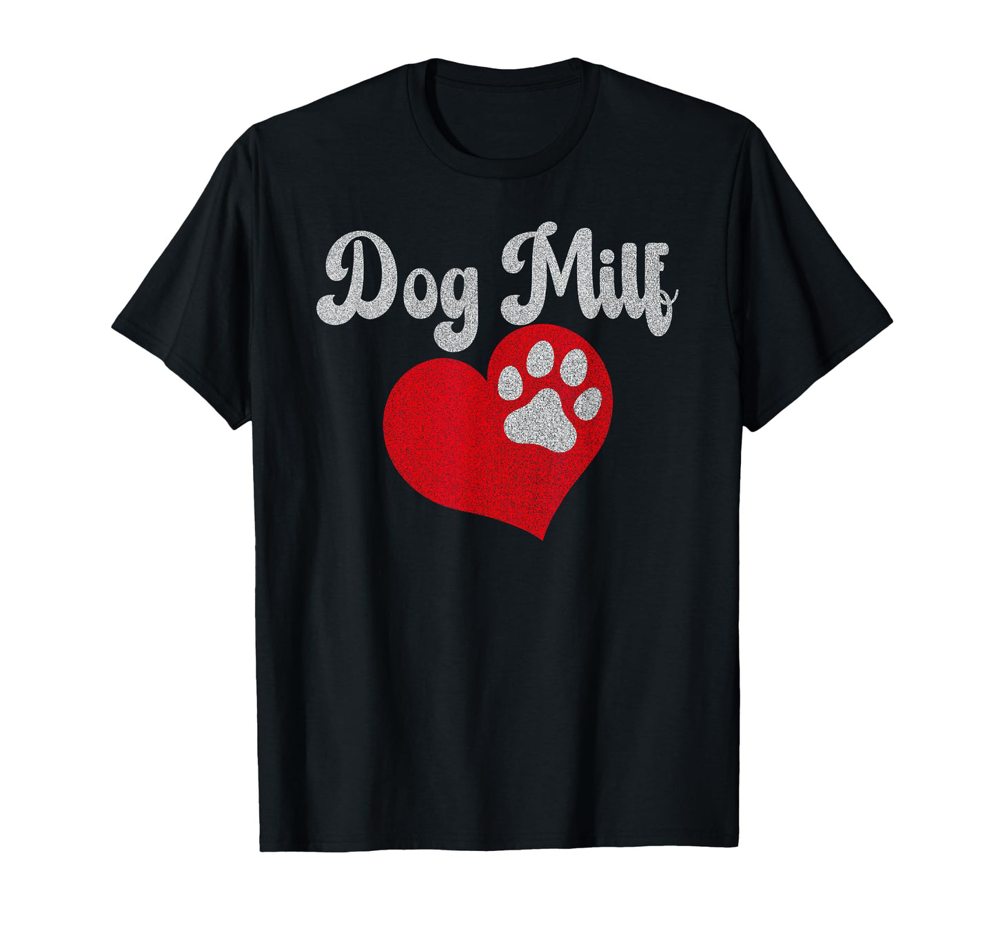 Vintage Dog Milf Cute Red Heart Dog Paw Dog Mom Womens T-Shirt