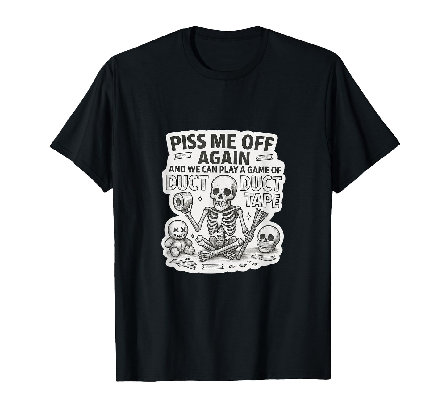 Duct Duct Tape Skeleton Funny Sarcastic Halloween Design T-Shirt
