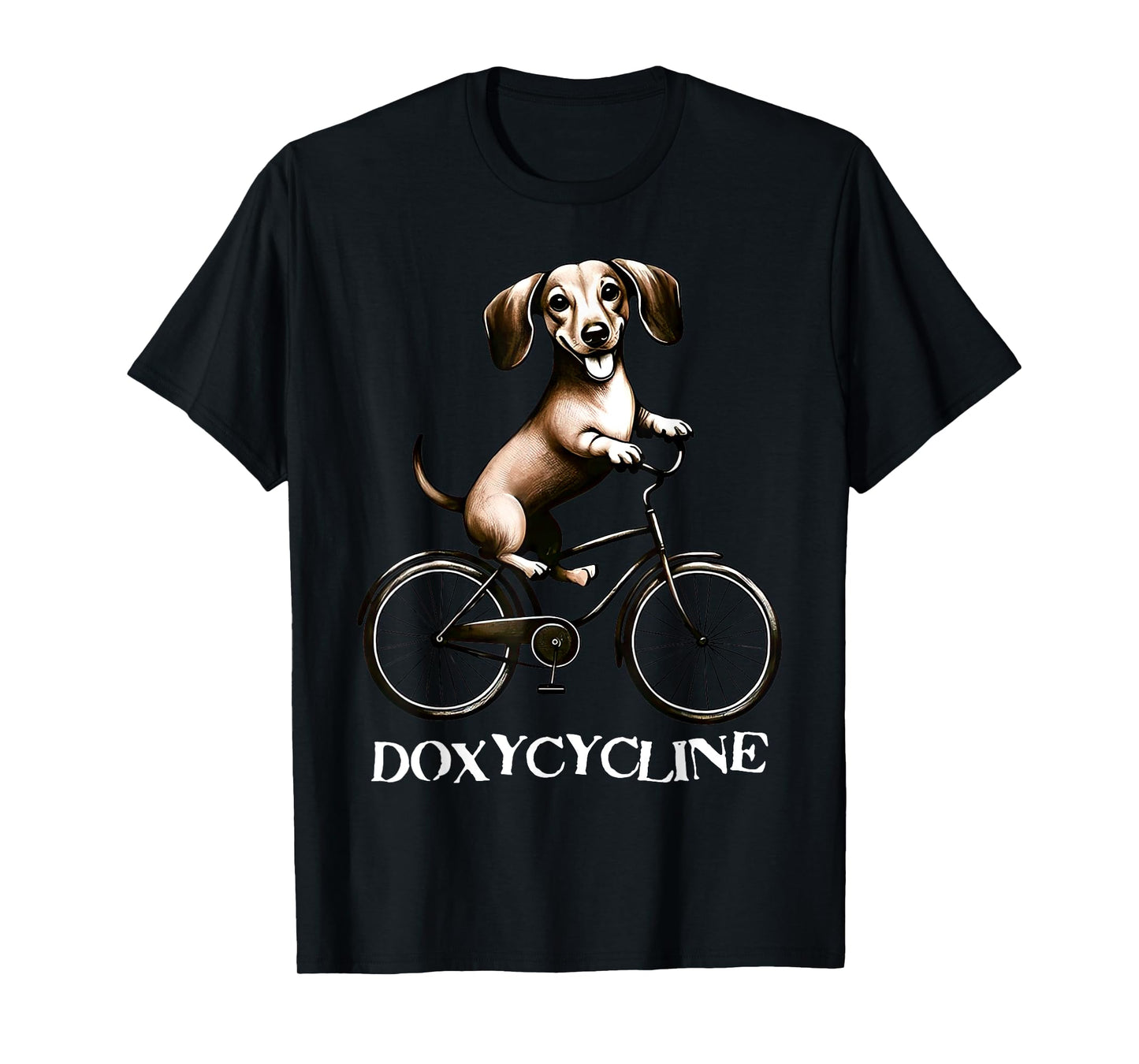 Doxycycline Pharmacy Pun Dachshund On Bicycle Veterinary T-Shirt