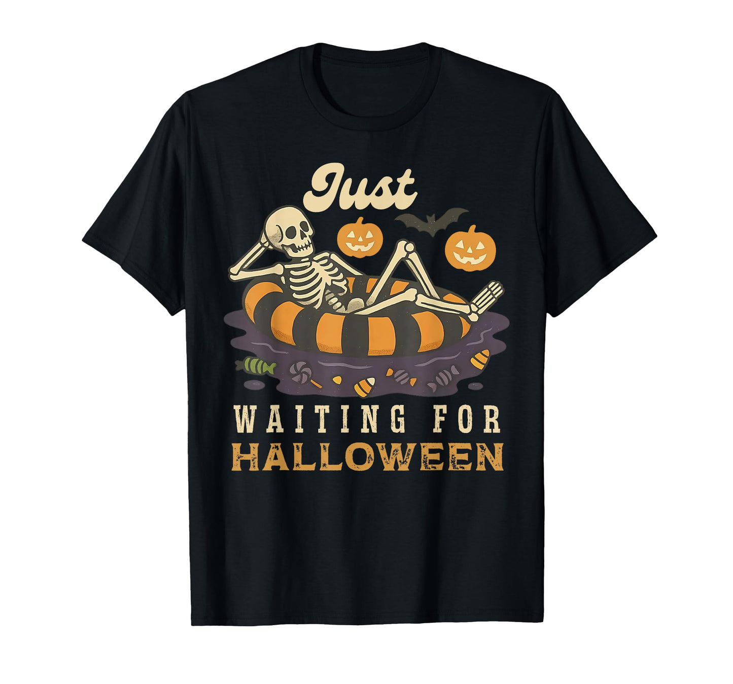 Spooky Summer Skeleton Just Waiting For Halloween Summerween T-Shirt