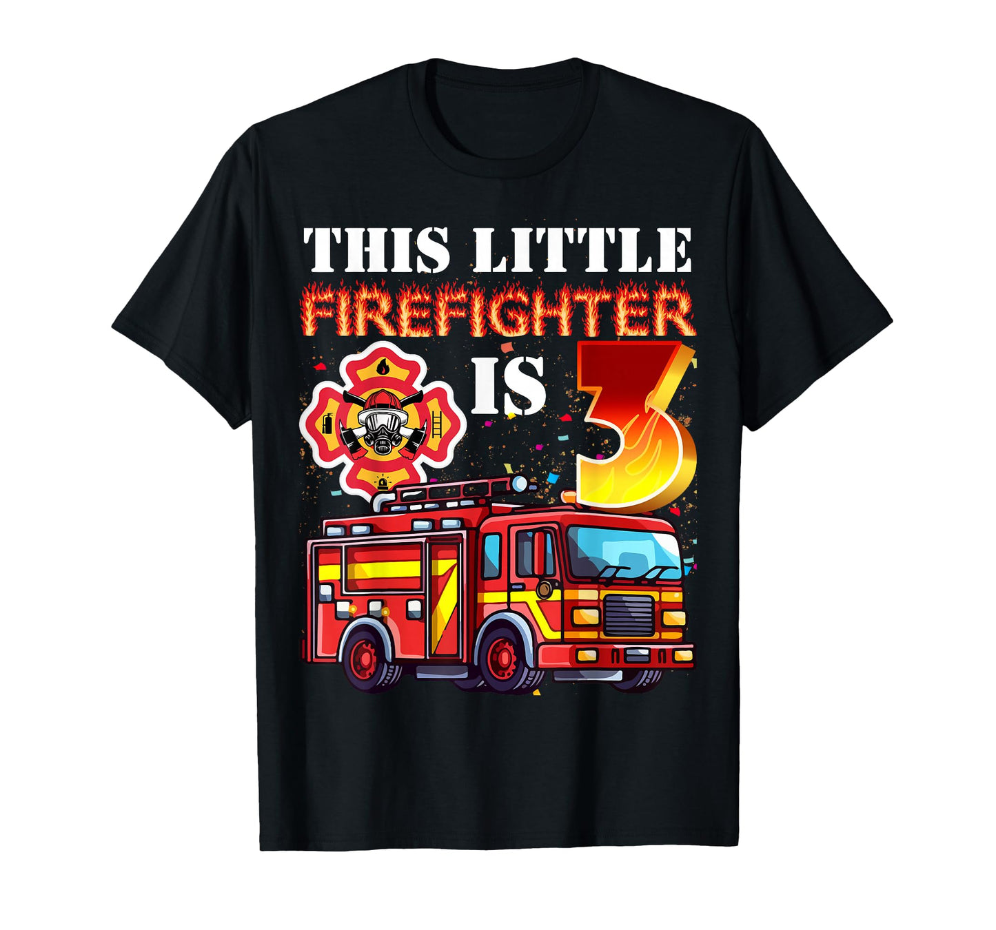 Kids 3 Year Old Firefighter Birthday Party Fire Truck 3rd T-Shirt