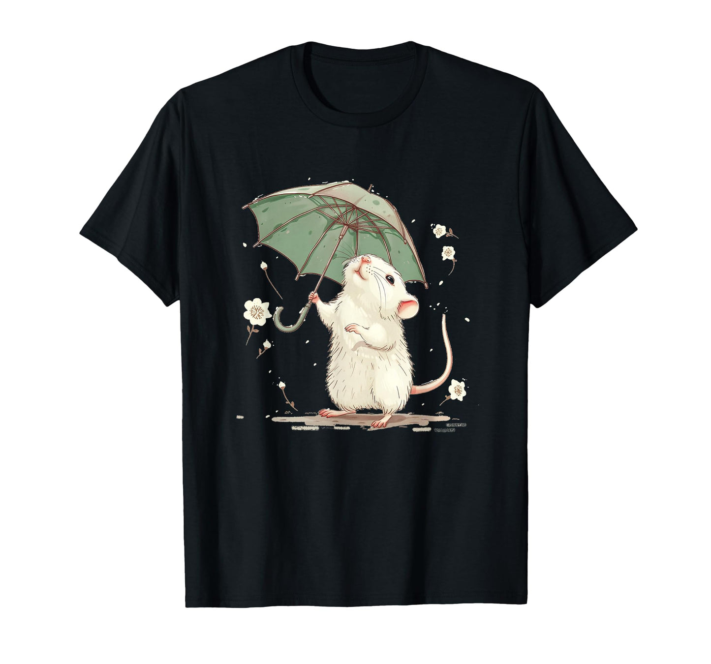 Cute white Rat with Umbrella Costume for Man and Woman T-Shirt