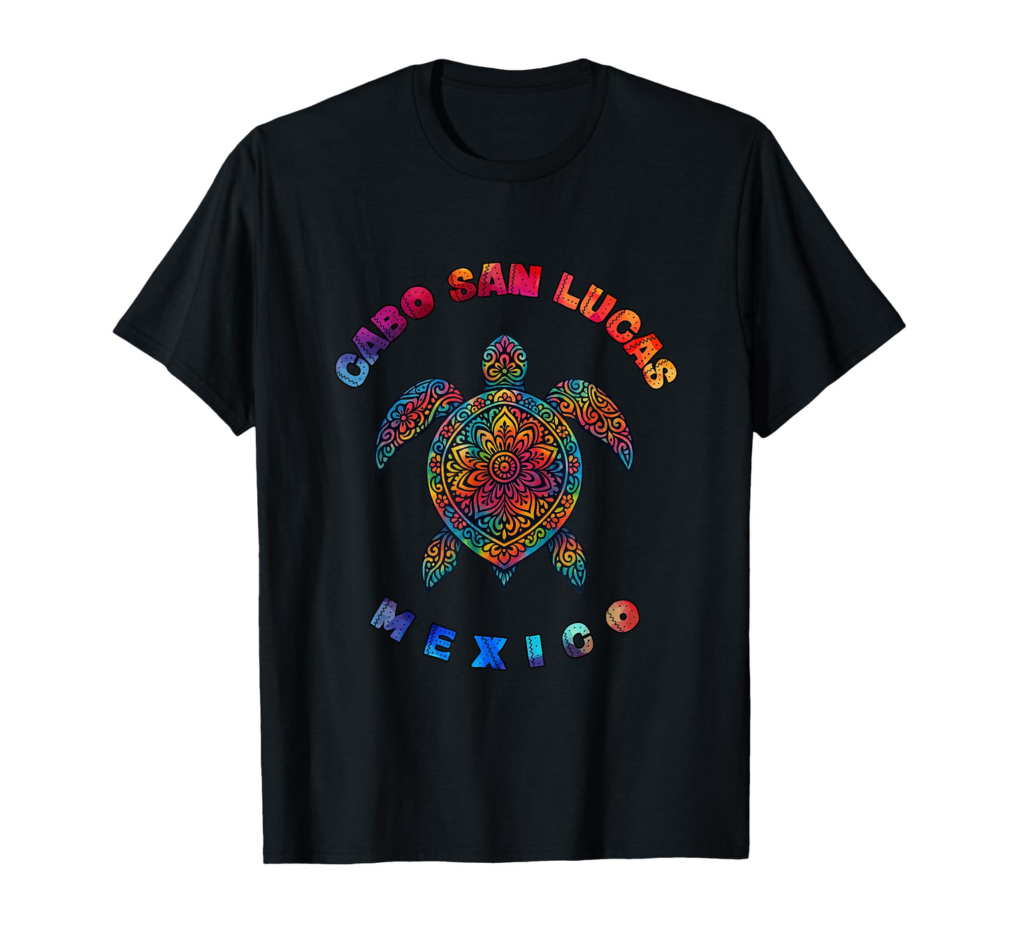 A Sea Turtle in Colorful Mexican Pattern Cabo San Lucas T-Shirt