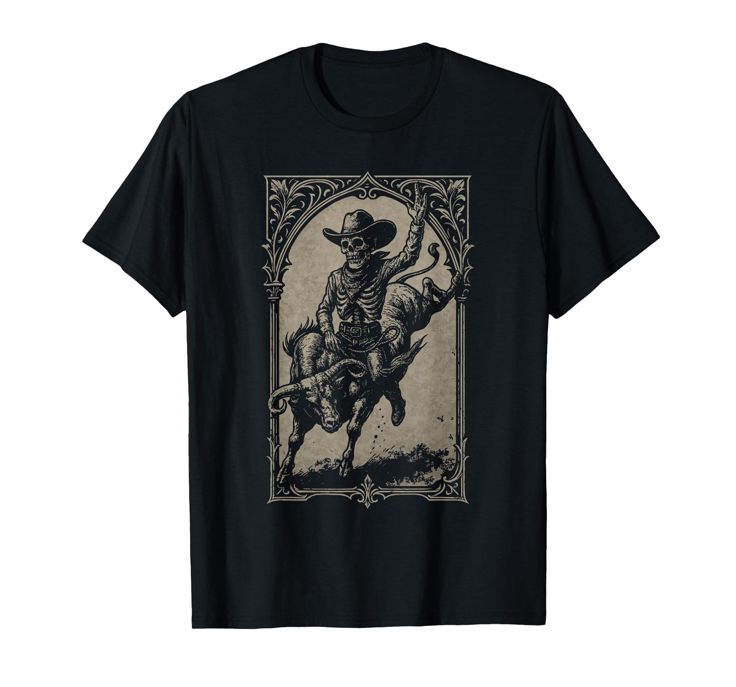 Skeleton Cowboy Bull Rider Western Gothic Grunge Goth Skull T-Shirt