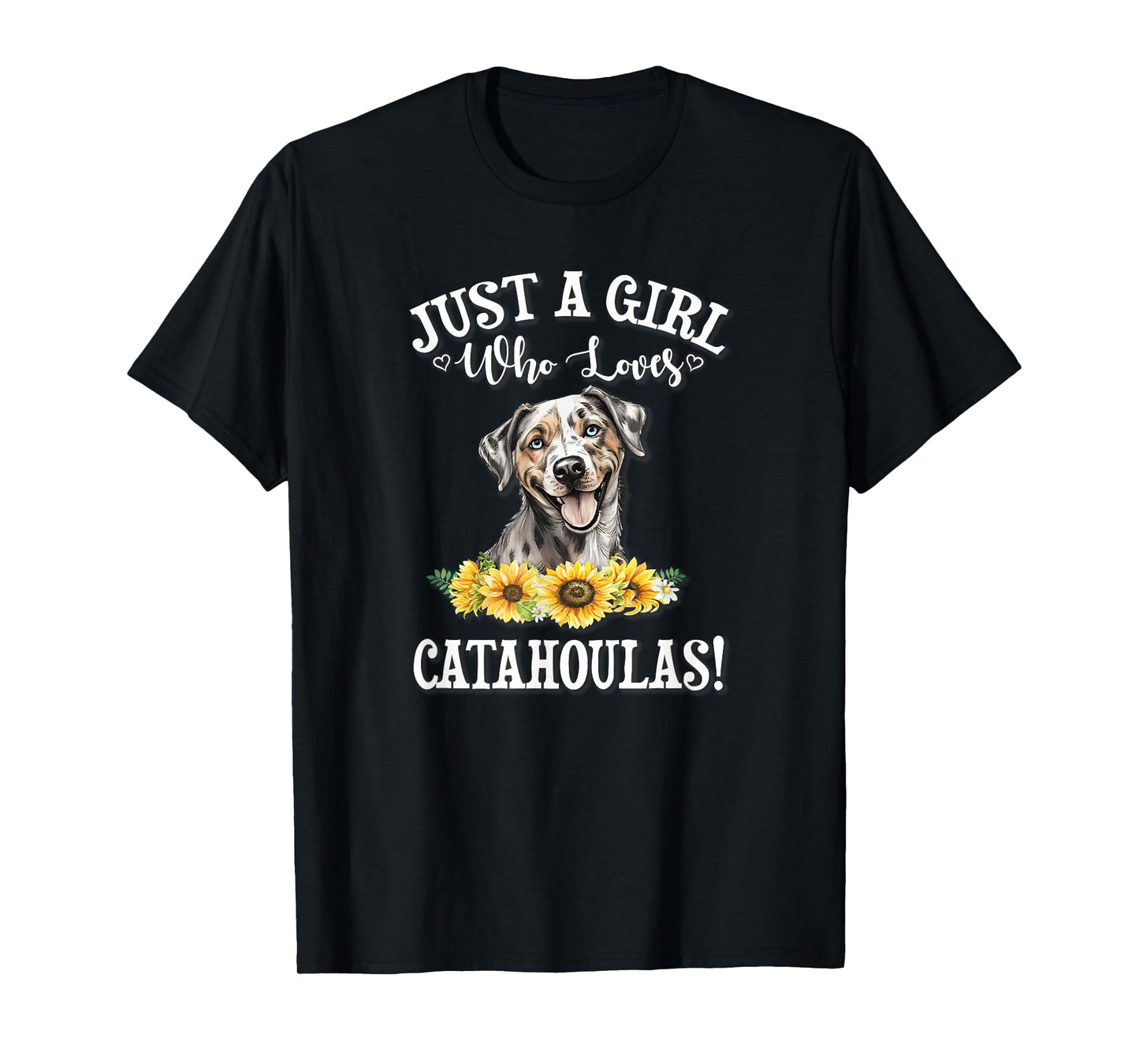 Womens Flowers Just A Girl Who Loves Catahoula Leopard Dogs T-Shirt