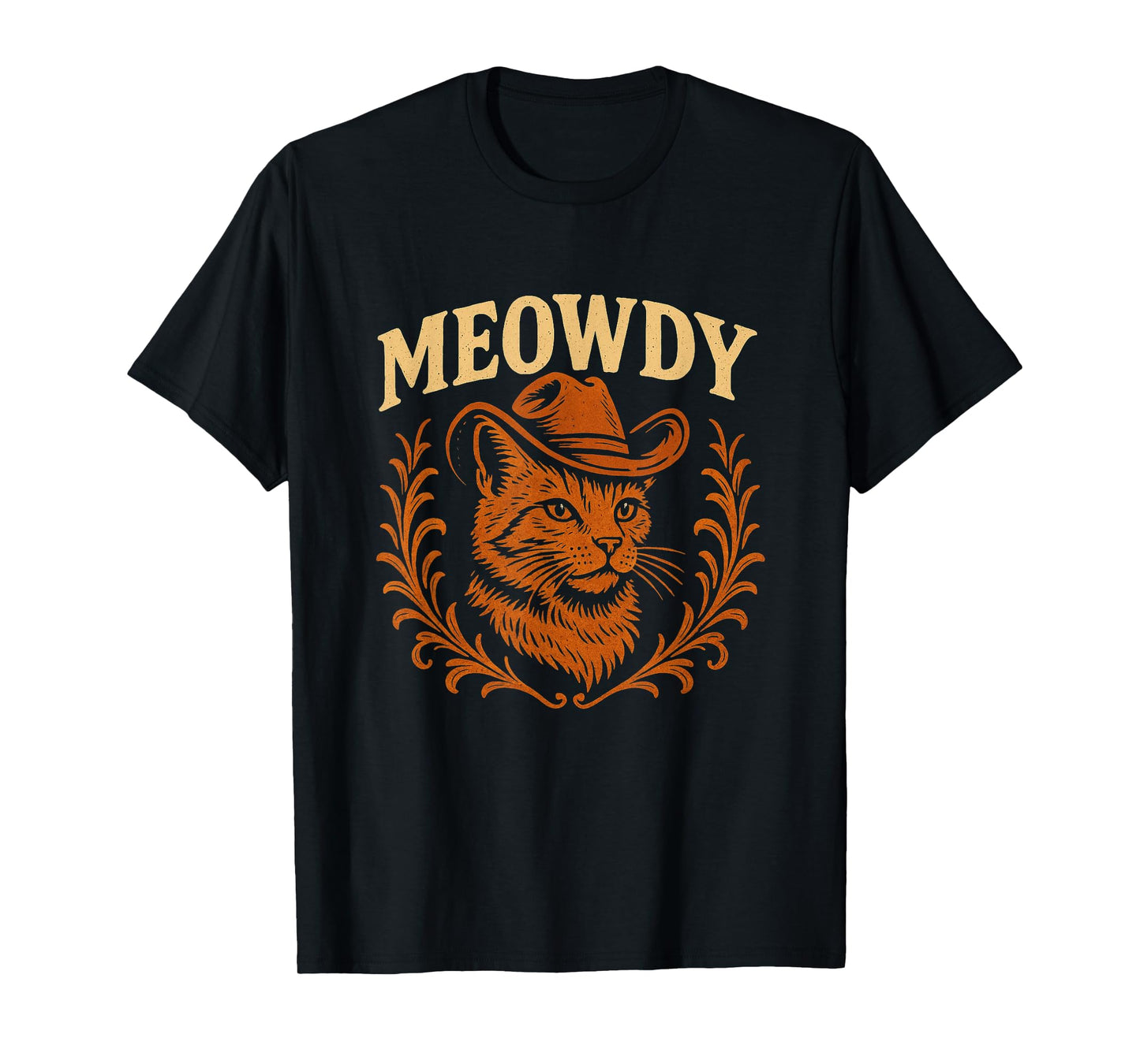 Funny Meowdy Cat Cowboy Hat Country Music Western Retro T-Shirt