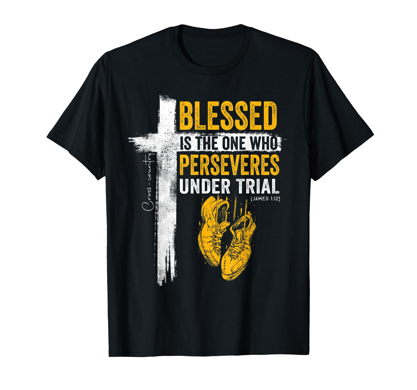 Religious Cross Country Runner James 1:12 Bible Verse Christ T-Shirt