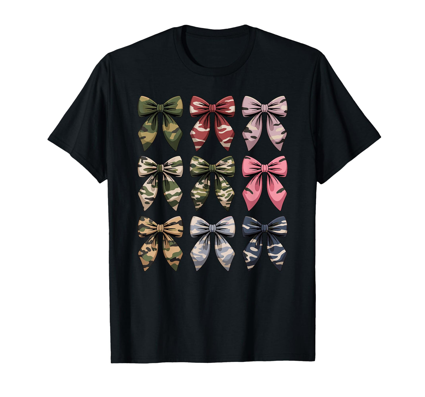 Camouflage Old Camo Bow Cute Country Hunting Women Girl T-Shirt