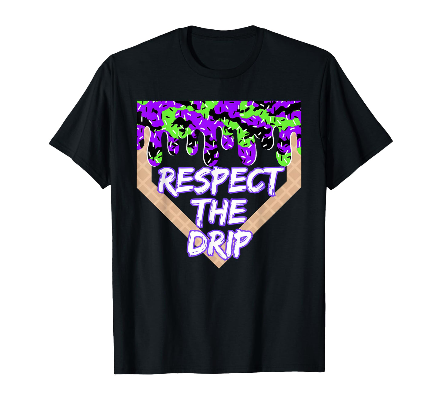 Respect The Drip Halloween Baseball Home Plate Ice Cream T-Shirt