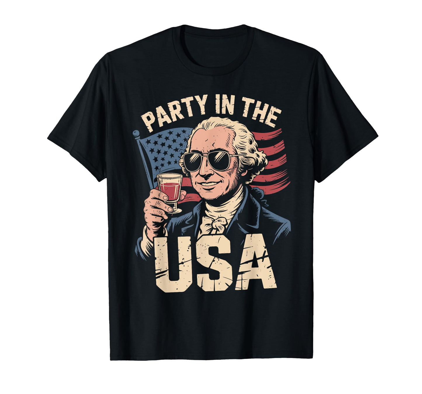 Men's Party in USA George-Washington Drinking 4th July Funny T-Shirt