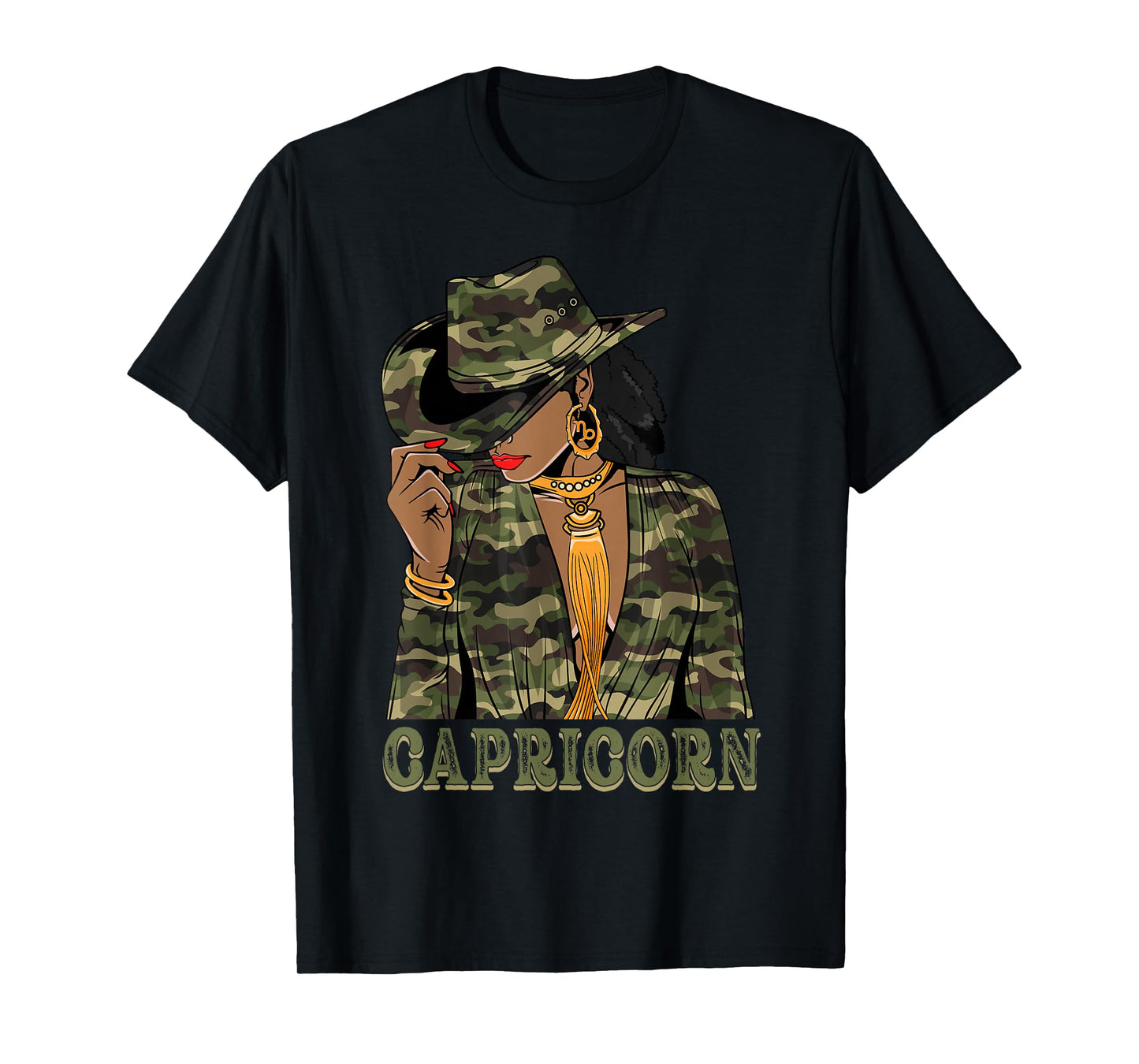 Capricorn Western Black Cowgirl Camo Camoflauge Zodiac T-Shirt