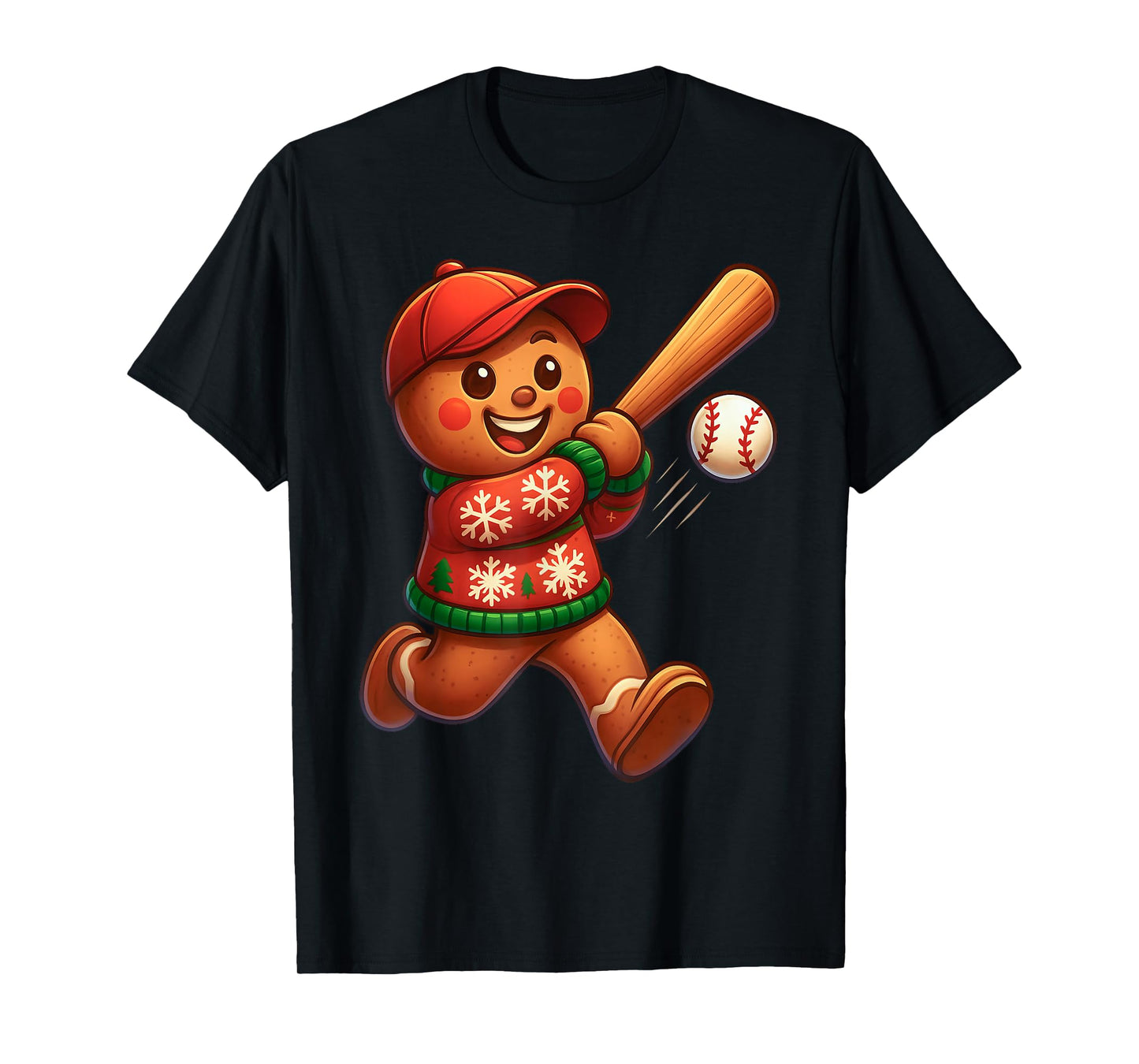 Christmas Gingerbread Baseball Lover Swing Men Women Kids T-Shirt