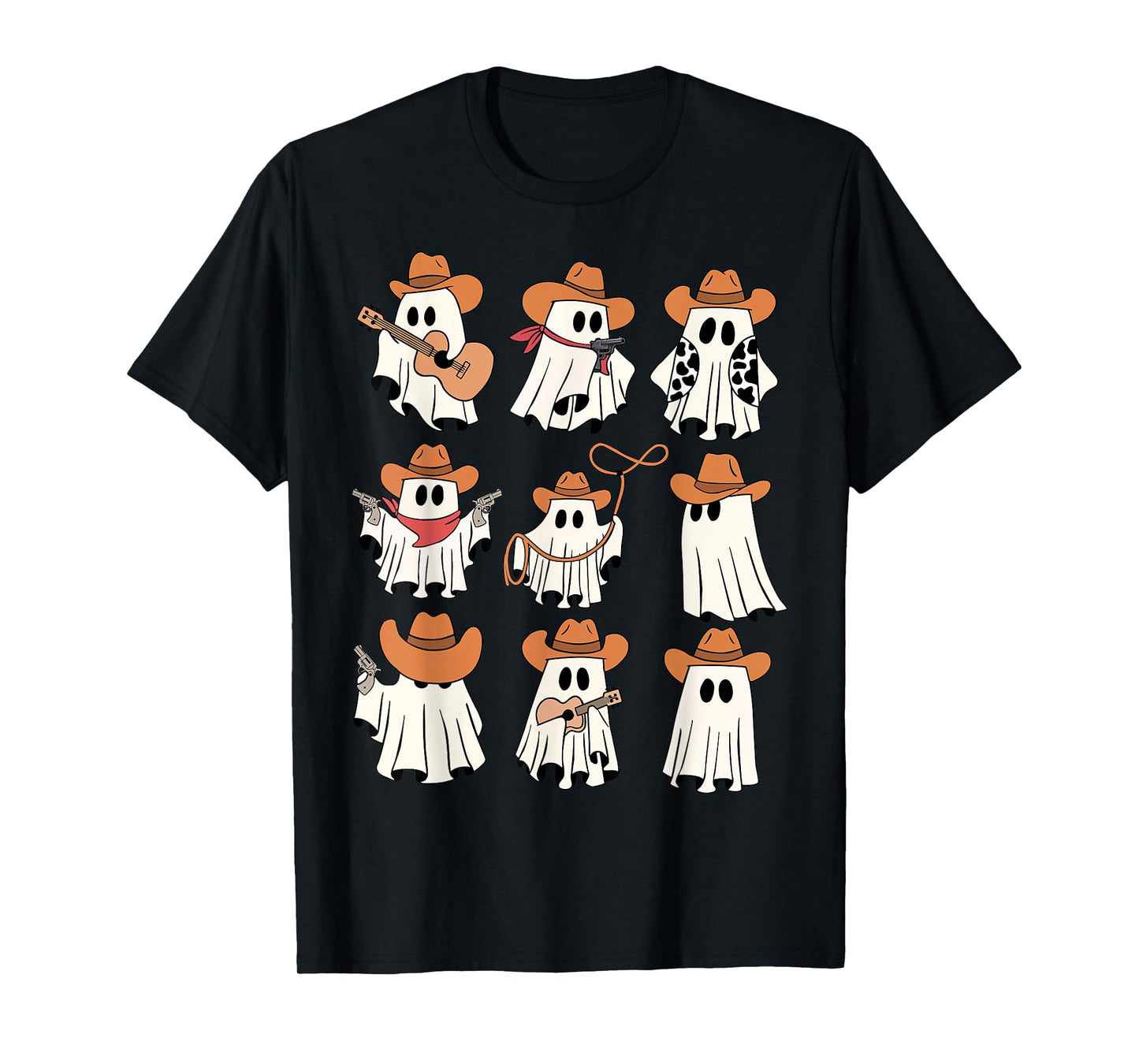 Retro Western Halloween Cowboy Ghost Collage Spooky Season T-Shirt
