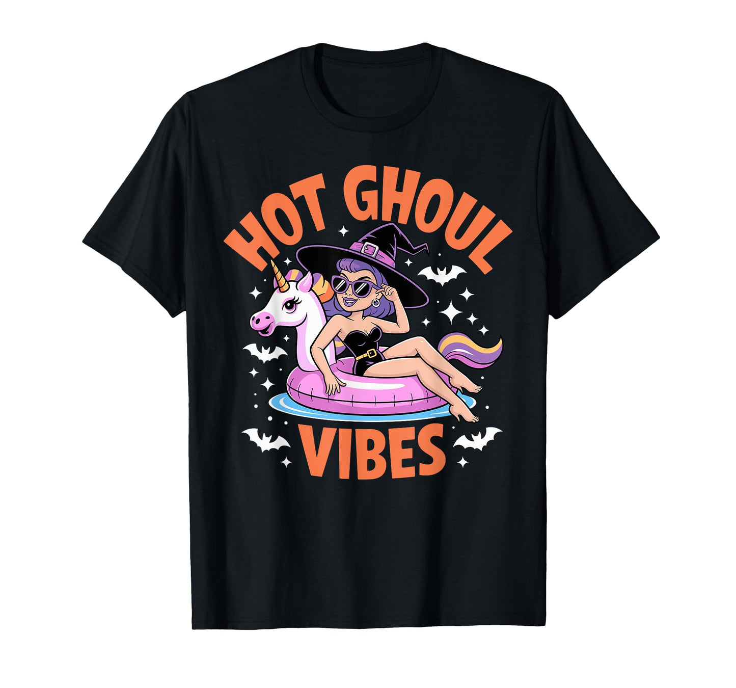 Hot Ghoul Vibes Funny Witch Spooky Summer Halloween Women T-Shirt