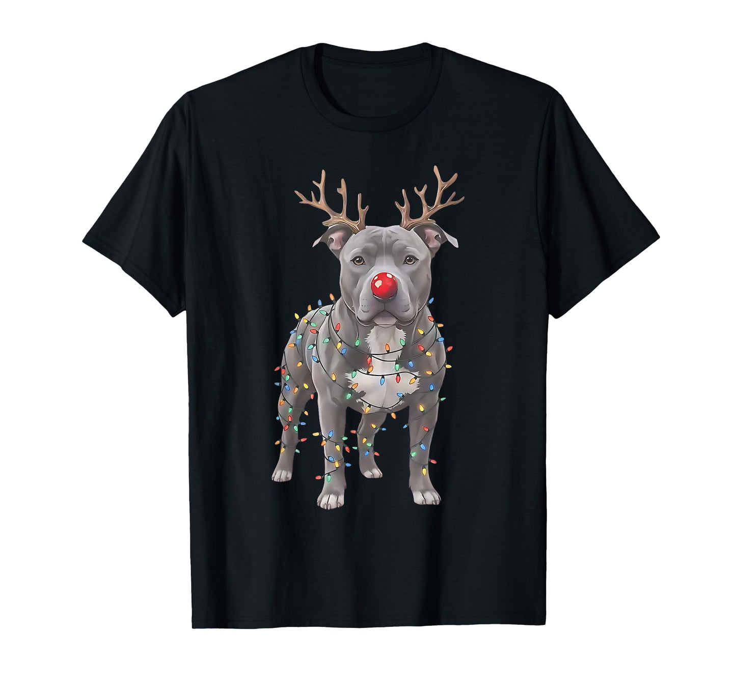 Christmas Pittie Xmas Dog Reindeer Nose Dog Lover Dog Mom T-Shirt