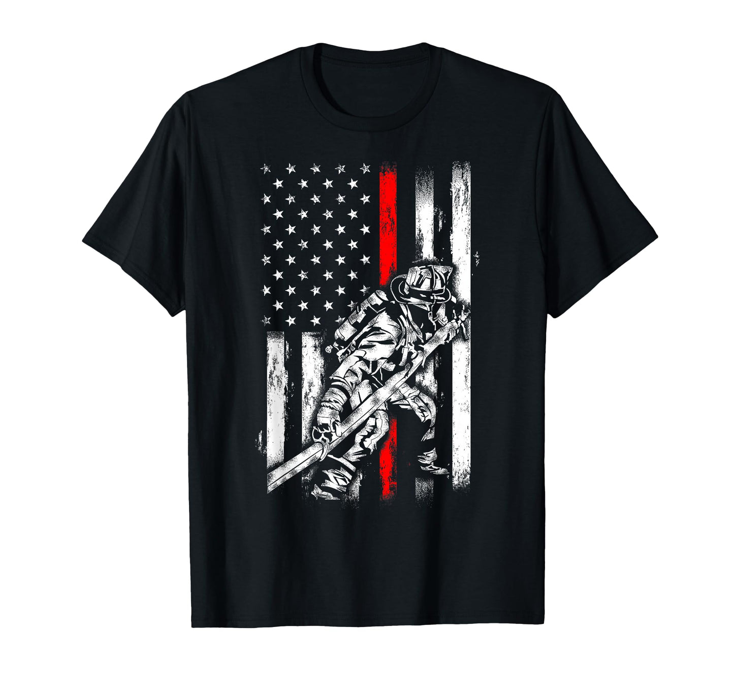 Firefighter American Flag for US Fireman T-Shirt