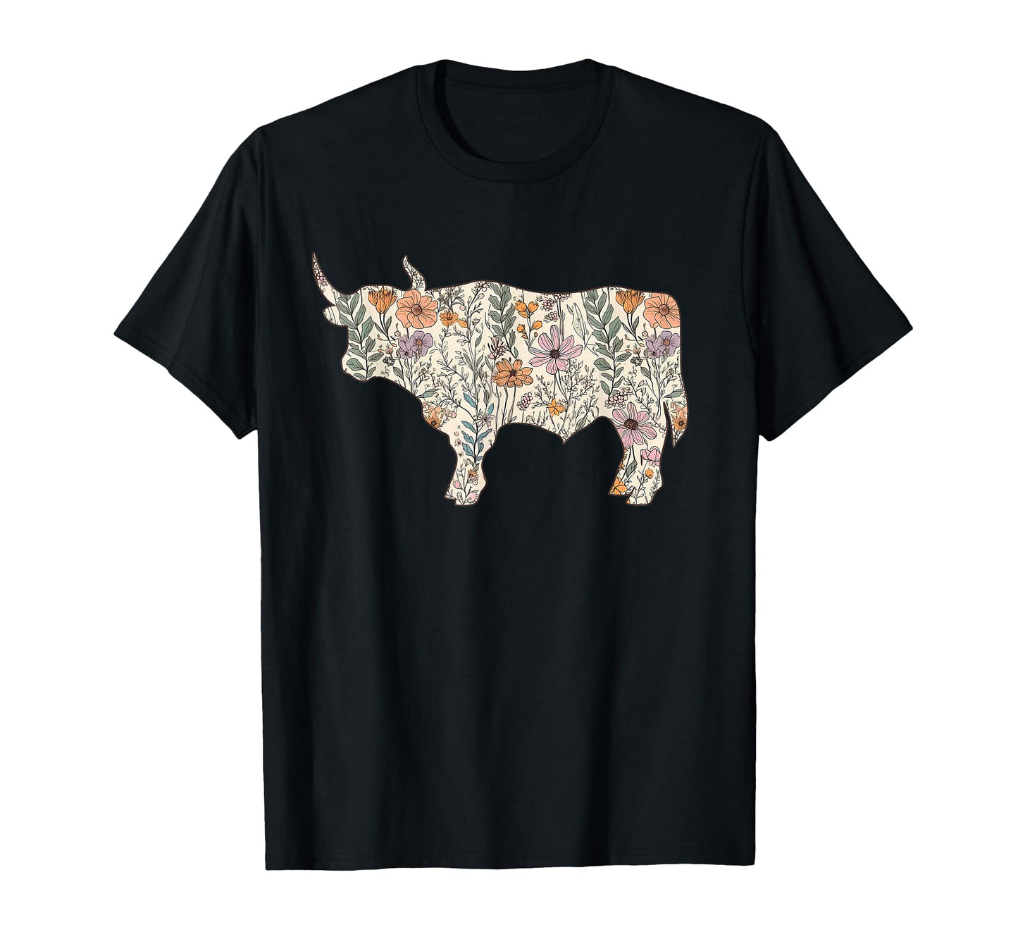Western Highland Cow Boho Floral Farm Aesthetic Rodeo Women T-Shirt