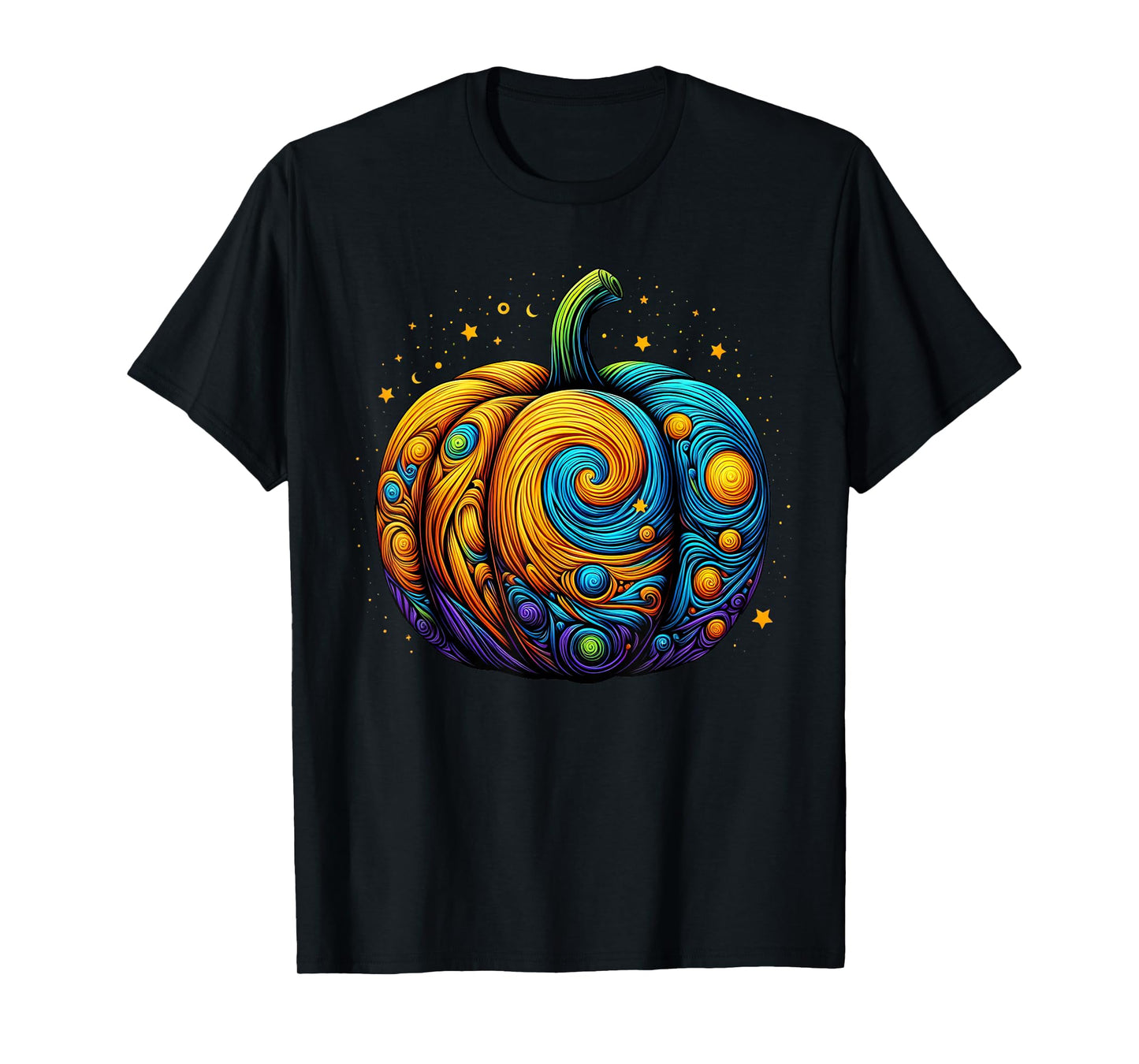 Pumpkin Halloween Starry Night Van Gogh Thanksgiving Fall T-Shirt