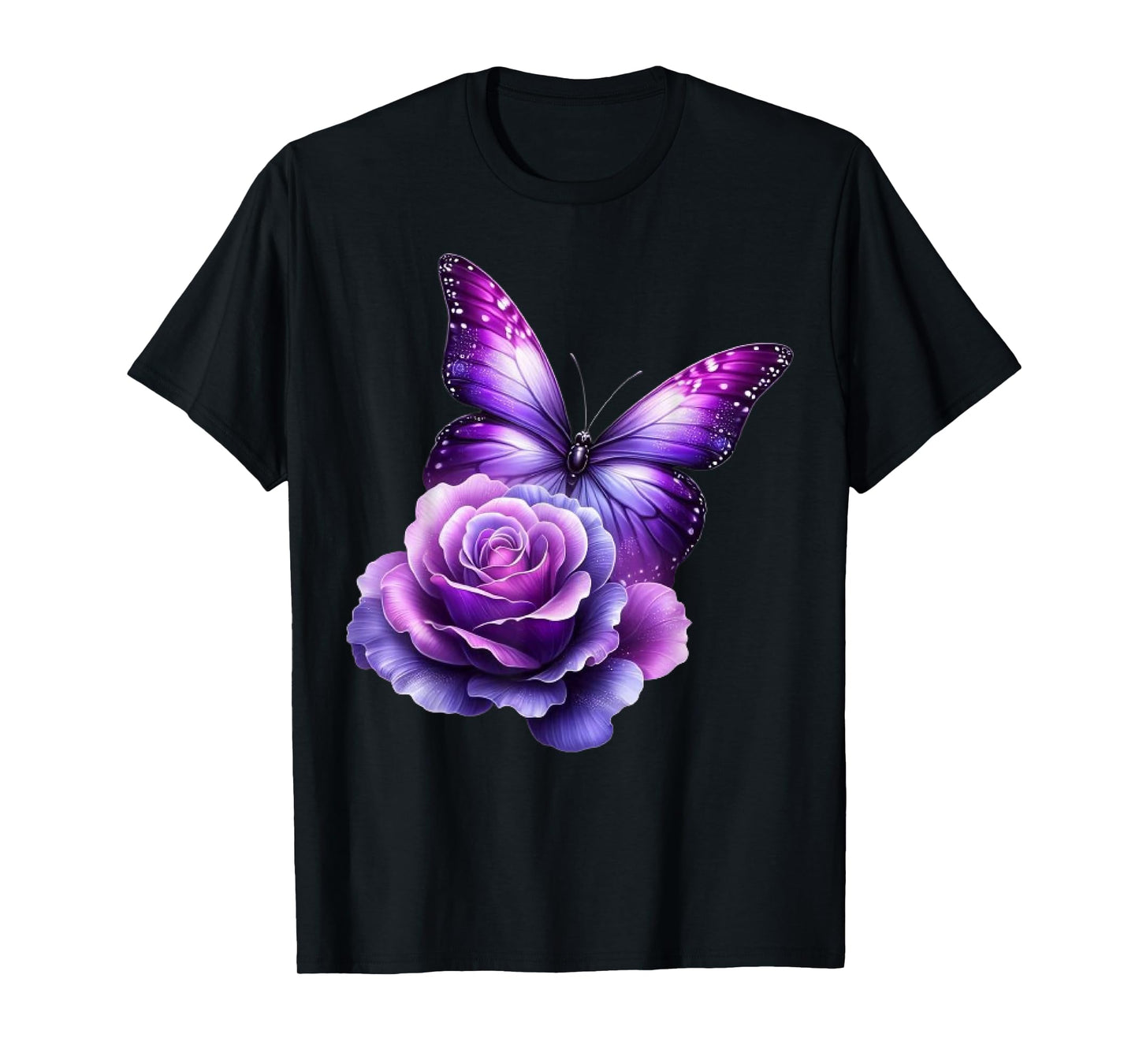 Beautiful Butterfly Purple Rose Butterfly Lovers Gifts Women T-Shirt