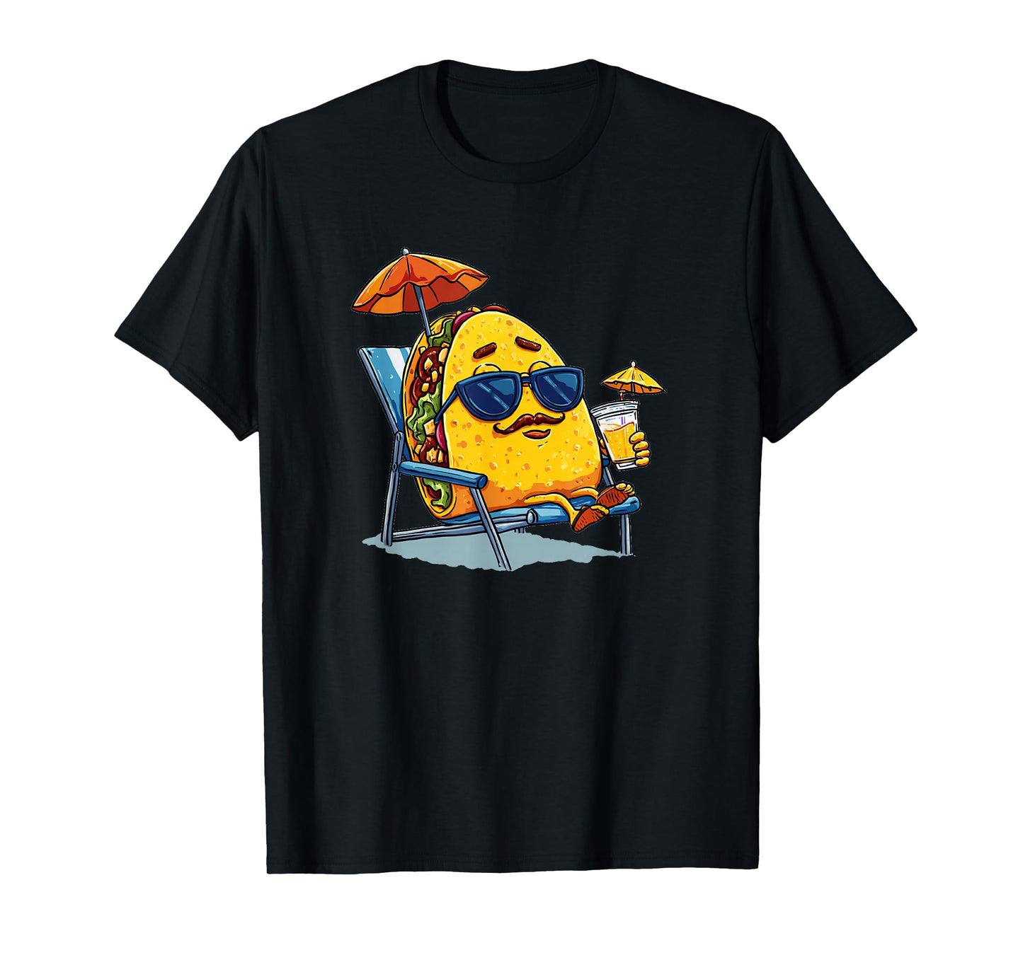 Funny Taco with Mustache Beard for Sunbath Lovers T-Shirt