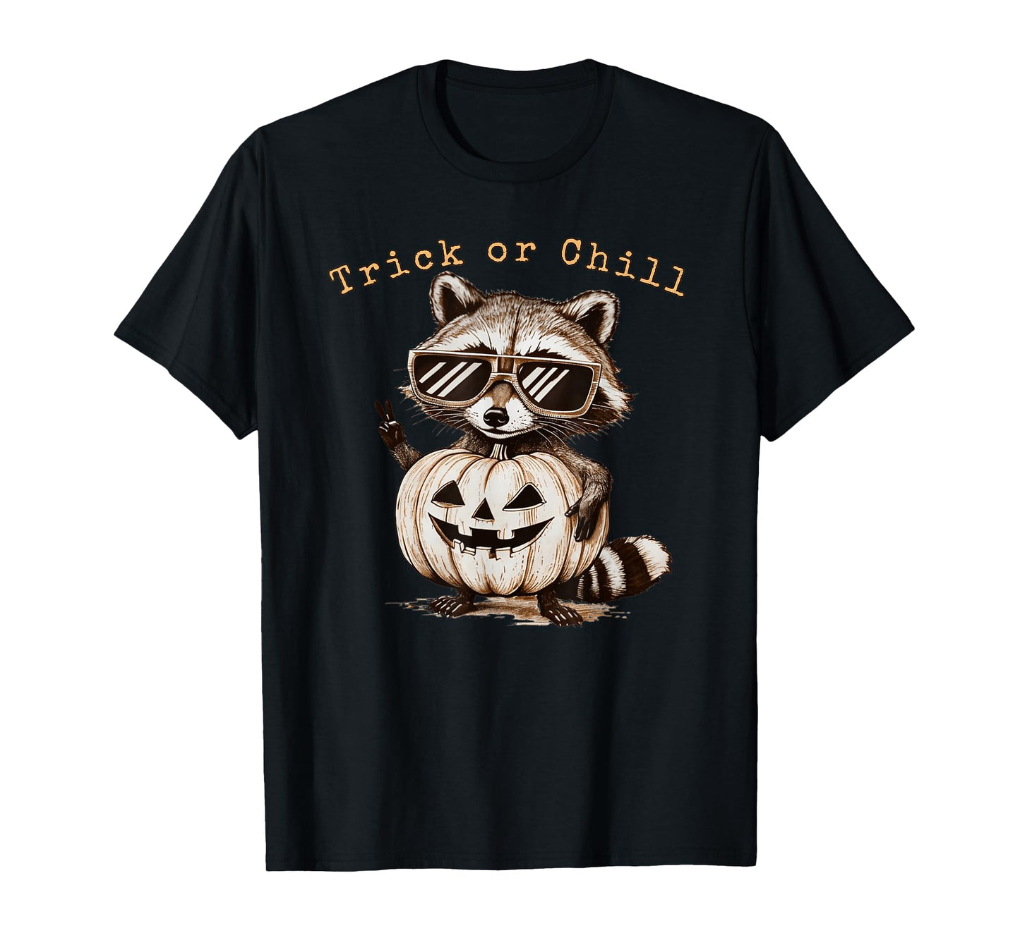 Trick or Chill Raccoon Halloween Pumpkin Costume Gift T-Shirt