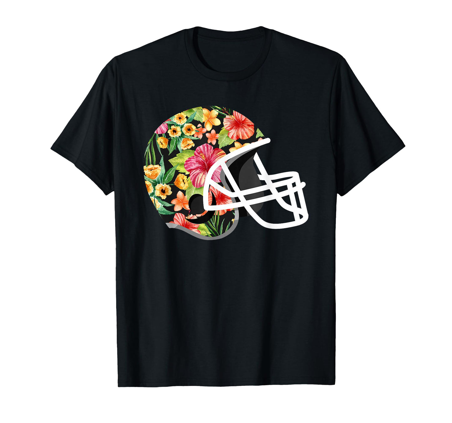 Hawaiian Flower T Shirt - Football Helmet Shirt Gift T-Shirt