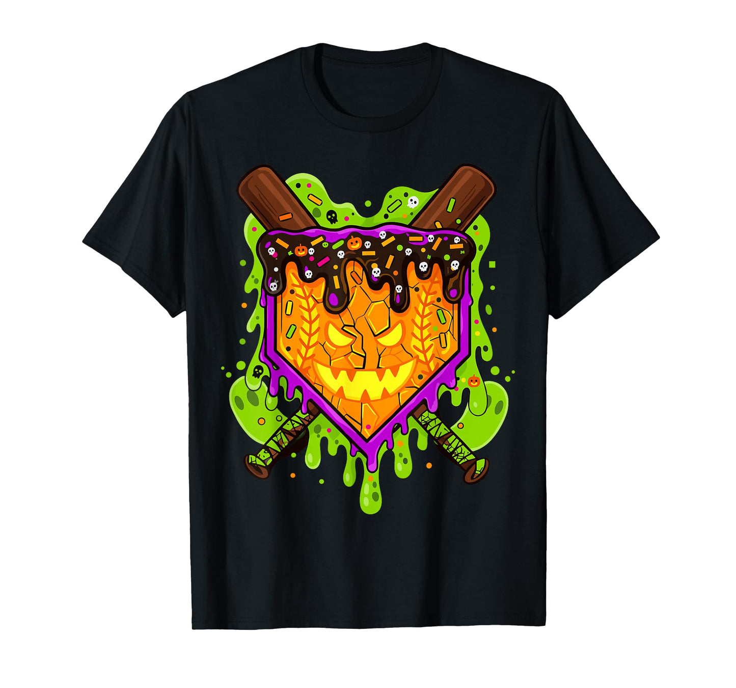 Halloween Pumpkin Drip Baseball T-Shirt