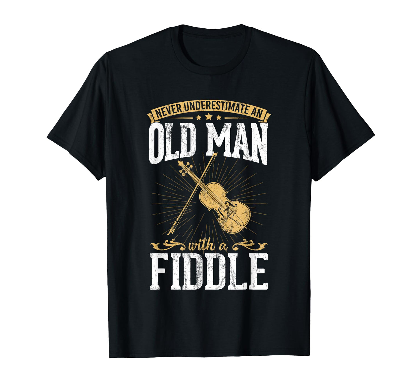 Never underestimate an old man with a violin design T-Shirt