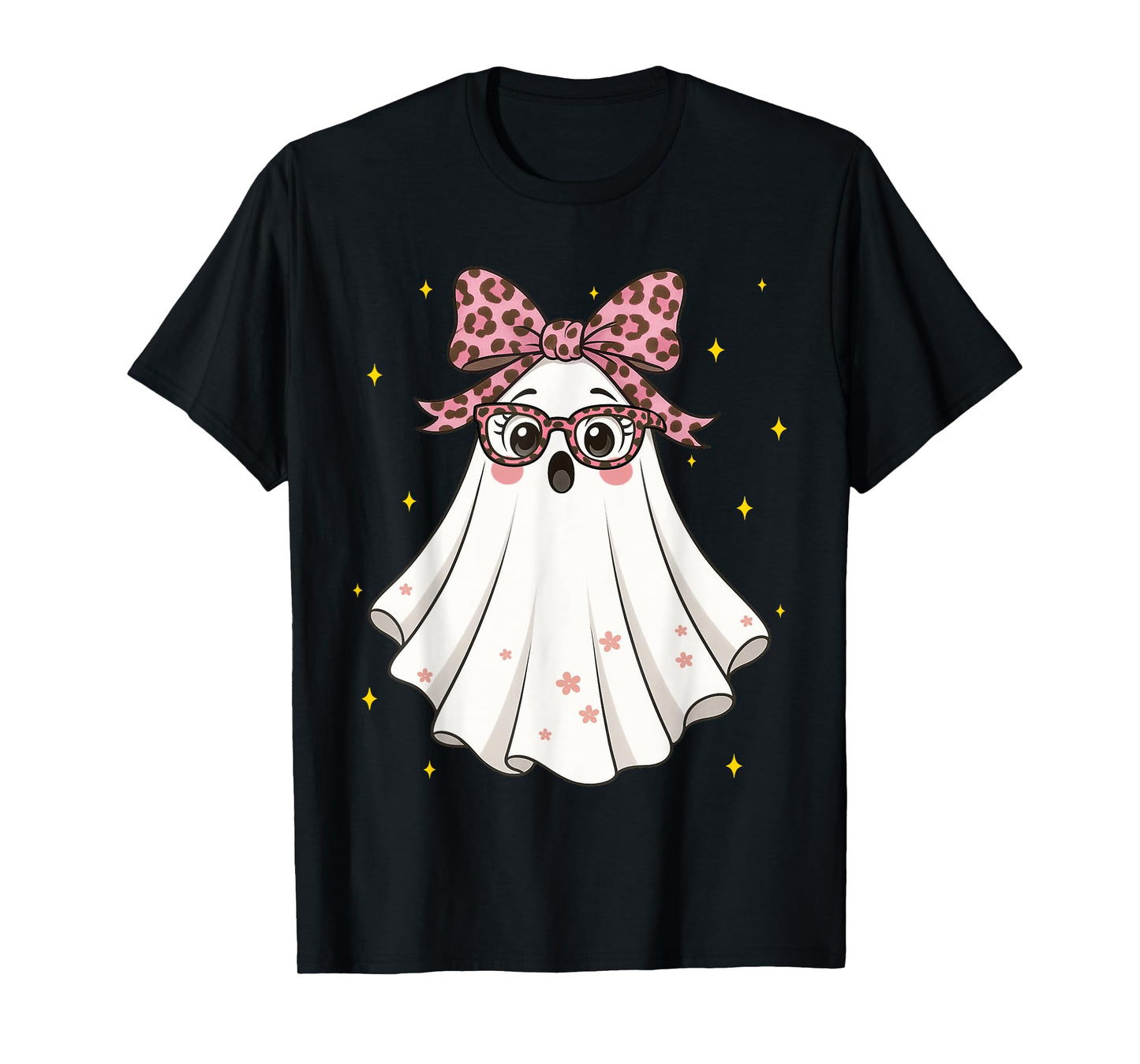 Cute Boo Leopard Ghost Halloween Costumes Shirt Women Girl T-Shirt