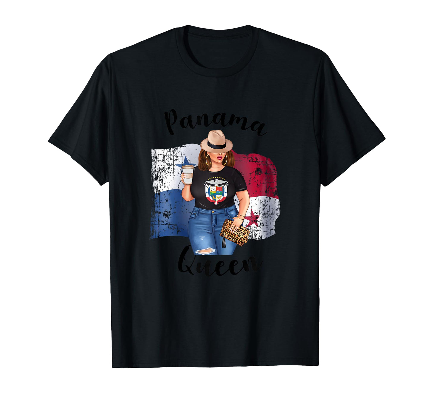 Cute Panamanian Queen Loves Coffee Mom Queen Panama Reina T-Shirt